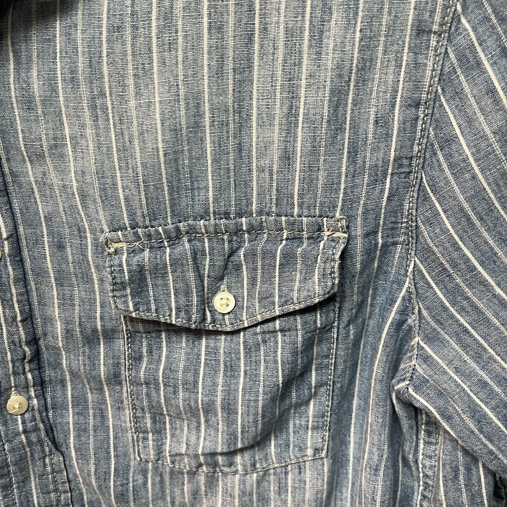 H&M Blue and White Striped Shirt. Medium - Picture 4 of 5
